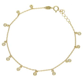 Złota bransoletka celebrytka łańcuszek z wiszącymi cyrkoniami BR 5105.jpg